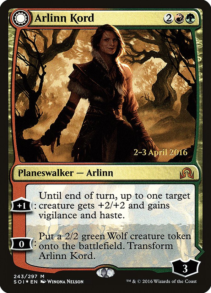 Arlinn Kord // Arlinn, Embraced by the Moon (PRE-243S) [Shadows over Innistrad Promos]: (Double Faced Transform) Foil