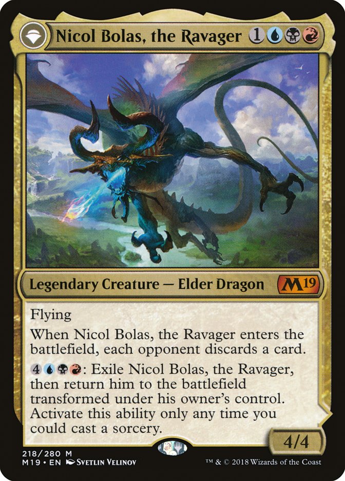 Nicol Bolas, the Ravager // Nicol Bolas, the Arisen (M19-218) [Core Set 2019]: (originpwdfc)