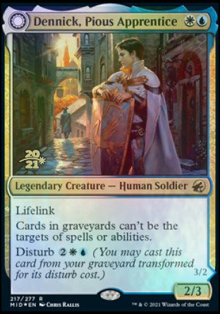 Dennick, Pious Apprentice // Dennick, Pious Apparition (PRE-217S) [Innistrad: Midnight Hunt Promos]: (Double Faced Transform) Foil