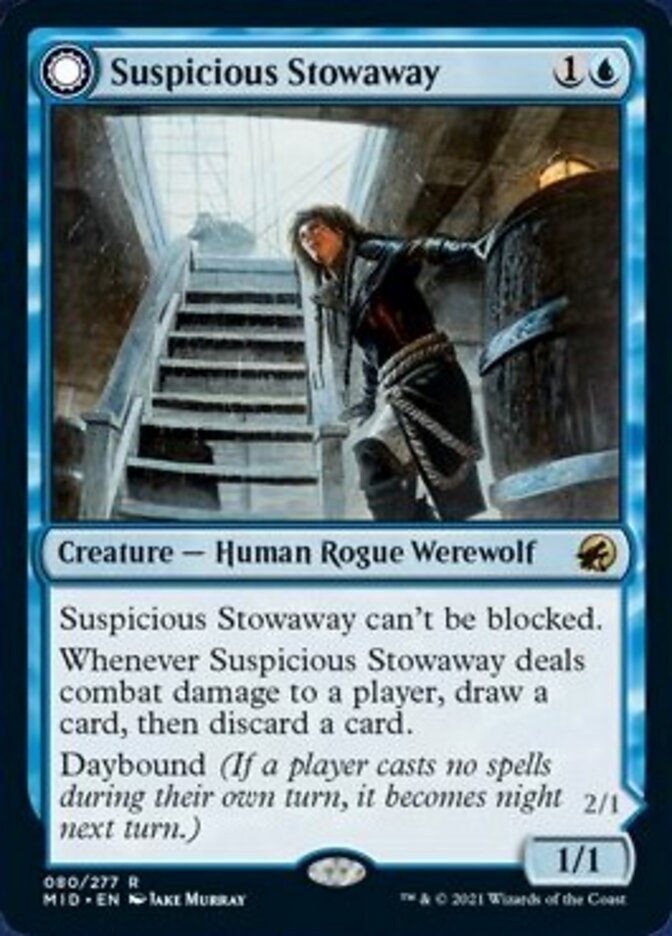 Suspicious Stowaway // Seafaring Werewolf (MID-080) [Innistrad: Midnight Hunt]: (Double Faced Transform)