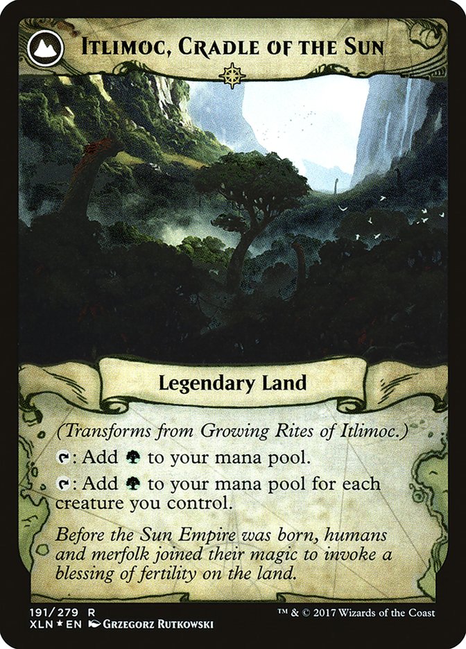 Growing Rites of Itlimoc // Itlimoc, Cradle of the Sun (PRE-191S) [Ixalan Promos]: (compasslanddfc) Foil