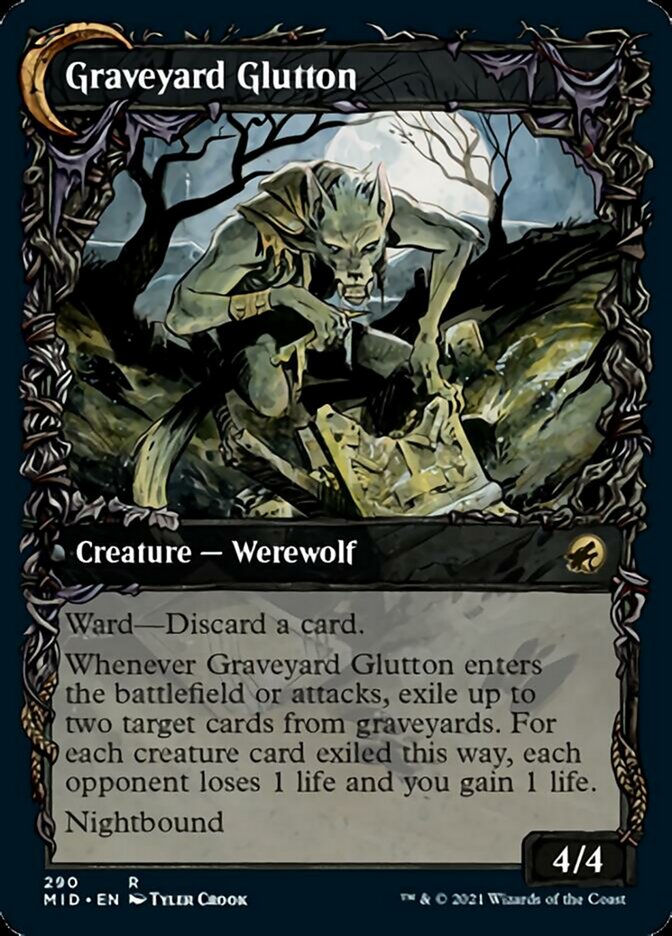 Graveyard Trespasser // Graveyard Glutton (MID-290) [Innistrad: Midnight Hunt]: (Showcase, Double Faced Transform)