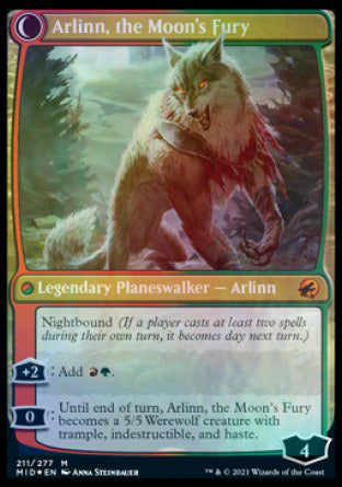 Arlinn, the Pack's Hope // Arlinn, the Moon's Fury (PRE-211S) [Innistrad: Midnight Hunt Promos]: (Double Faced Transform) Foil
