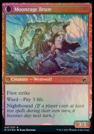 Brutal Cathar // Moonrage Brute (PRE-07S) [Innistrad: Midnight Hunt Promos]: (Double Faced Transform) Foil