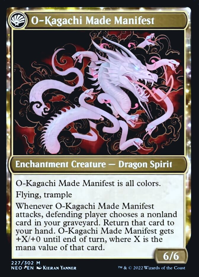 The Kami War // O-Kagachi Made Manifest (PRE-227S) [Kamigawa: Neon Dynasty Promos]: (fandfc, enchantment) Foil