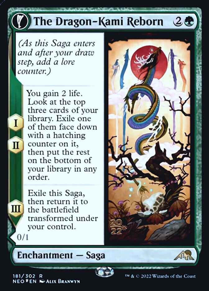 The Dragon-Kami Reborn // Dragon-Kami's Egg (PRE-181S) [Kamigawa: Neon Dynasty Promos]: (fandfc, enchantment) Foil