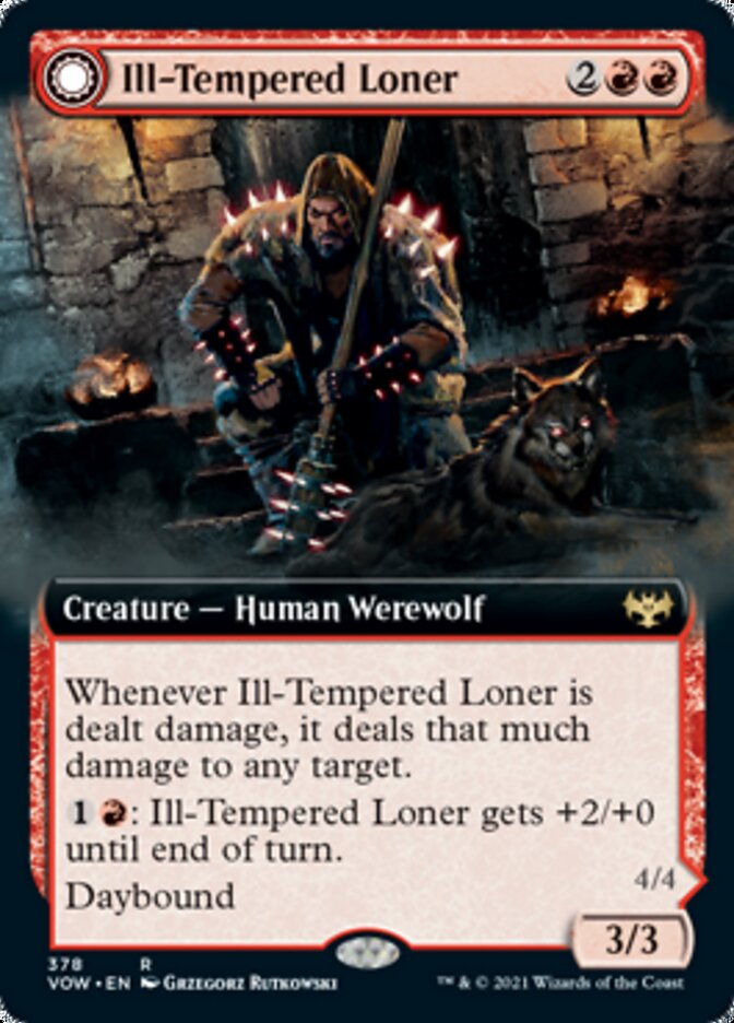 Ill-Tempered Loner // Howlpack Avenger (VOW-378) [Innistrad: Crimson Vow]: (Extended Art, Double Faced Transform)