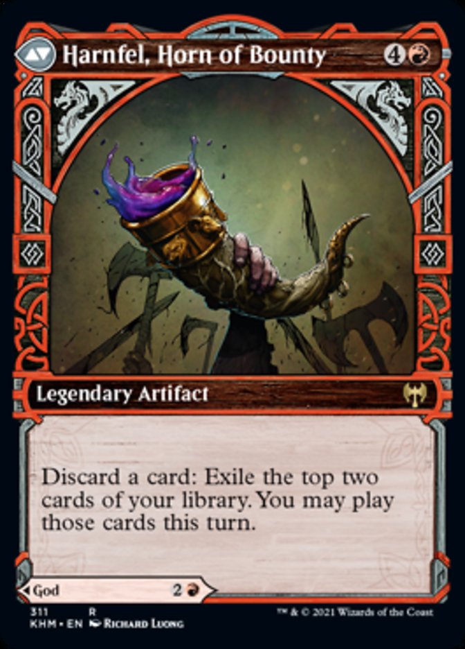 Birgi, God of Storytelling // Harnfel, Horn of Bounty (KHM-311) [Kaldheim]: (Showcase)