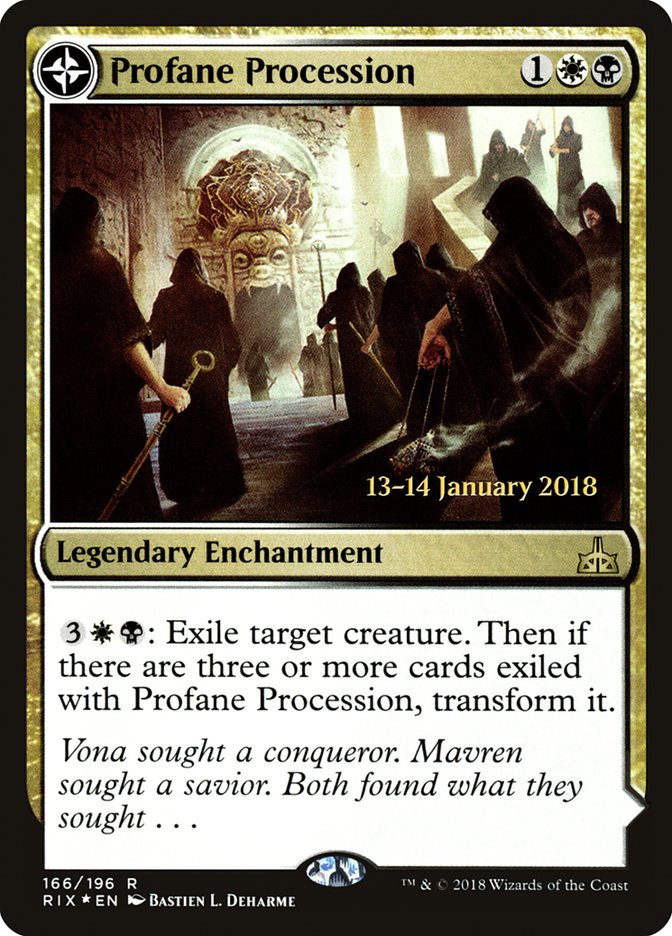 Profane Procession // Tomb of the Dusk Rose (PRE-166S) [Rivals of Ixalan Promos]: (compasslanddfc) Foil