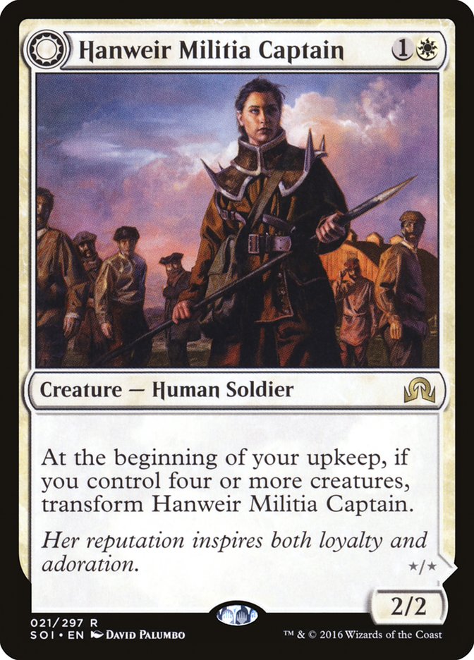 Hanweir Militia Captain // Westvale Cult Leader (SOI-021) [Shadows over Innistrad]: (Double Faced Transform)