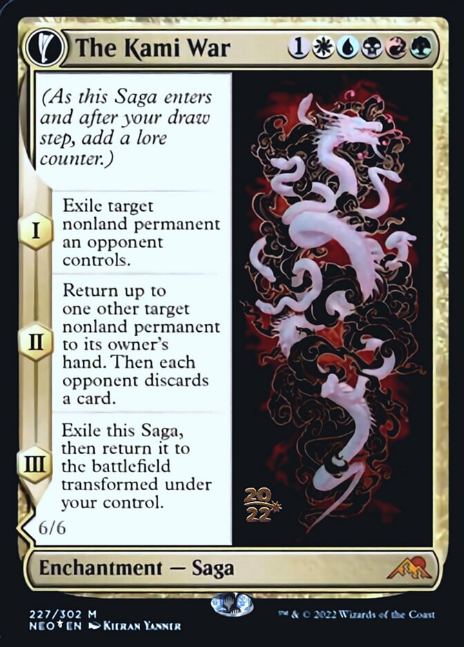 The Kami War // O-Kagachi Made Manifest (PRE-227S) [Kamigawa: Neon Dynasty Promos]: (fandfc, enchantment) Foil