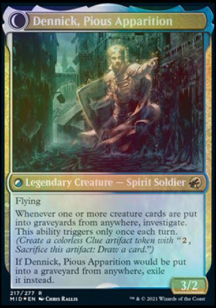 Dennick, Pious Apprentice // Dennick, Pious Apparition (PRE-217S) [Innistrad: Midnight Hunt Promos]: (Double Faced Transform) Foil