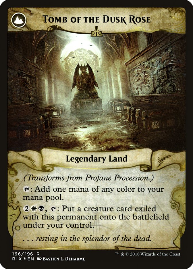 Profane Procession // Tomb of the Dusk Rose (PRE-166S) [Rivals of Ixalan Promos]: (compasslanddfc) Foil