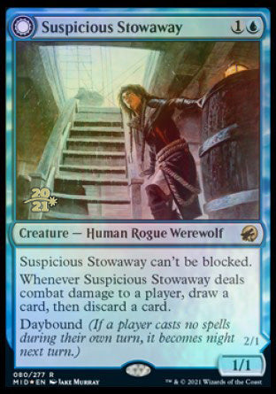 Suspicious Stowaway // Seafaring Werewolf (PRE-80S) [Innistrad: Midnight Hunt Promos]: (Double Faced Transform) Foil