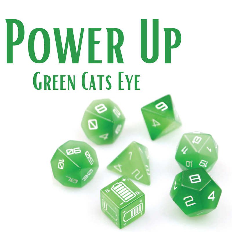 Level Up Dice - Power Up (Green Cat's Eye) RPG Set