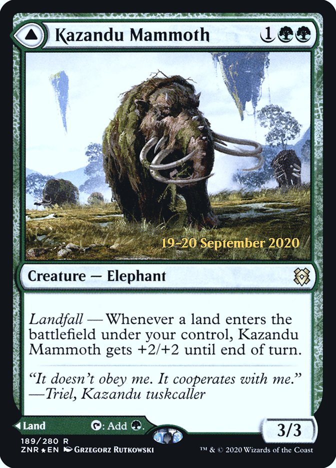 Kazandu Mammoth // Kazandu Valley (PRE-189S) [Zendikar Rising Promos] Foil