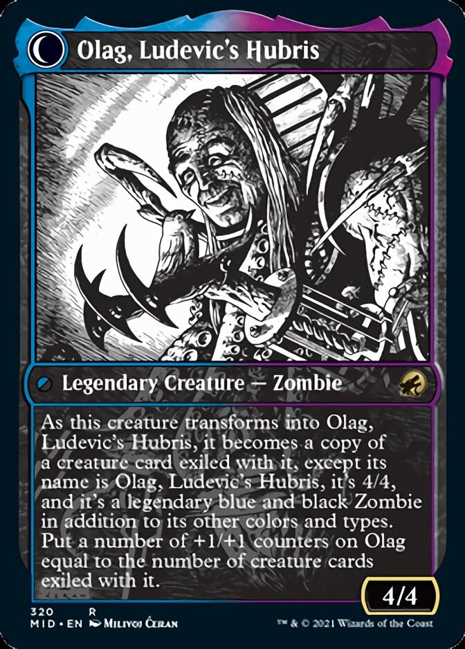 Ludevic, Necrogenius // Olag, Ludevic's Hubris (MID-320) [Innistrad: Midnight Hunt]: (Showcase, Double Faced Transform)