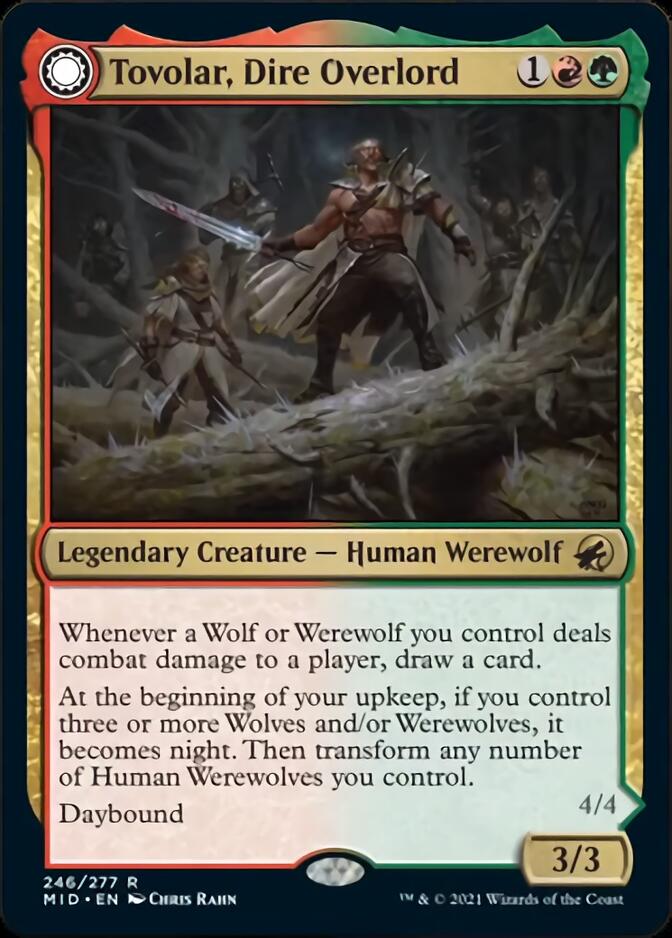 Tovolar, Dire Overlord // Tovolar, the Midnight Scourge (MID-246) [Innistrad: Midnight Hunt]: (Double Faced Transform)