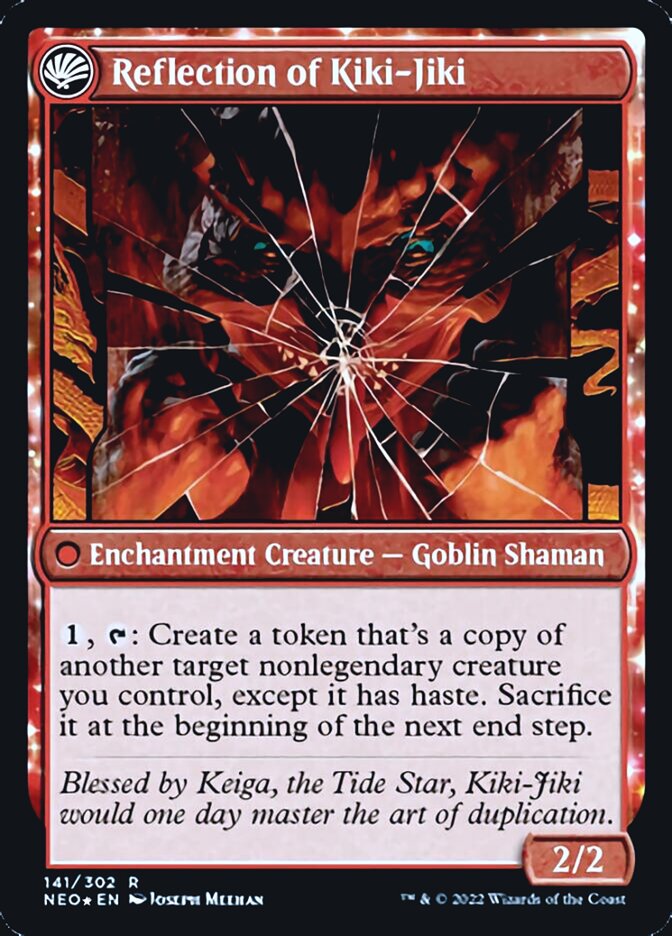 Fable of the Mirror-Breaker // Reflection of Kiki-Jiki (PRE-141S) [Kamigawa: Neon Dynasty Promos]: (fandfc, enchantment) Foil