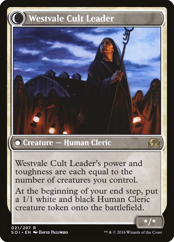Hanweir Militia Captain // Westvale Cult Leader (SOI-021) [Shadows over Innistrad]: (Double Faced Transform)