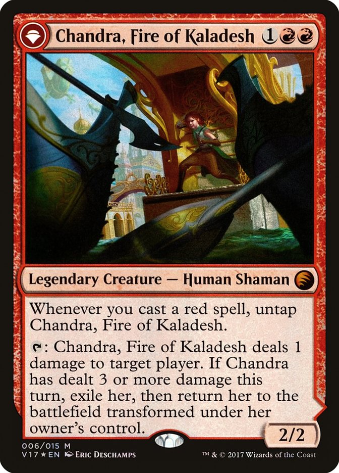 Chandra, Fire of Kaladesh // Chandra, Roaring Flame (V17-006) [From the Vault: Transform]: (originpwdfc) Foil