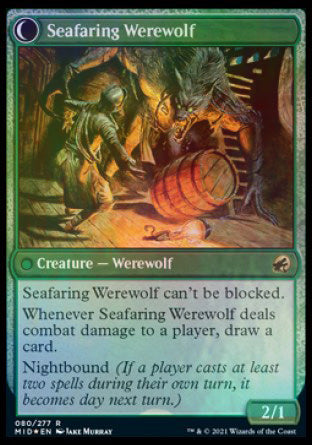 Suspicious Stowaway // Seafaring Werewolf (PRE-80S) [Innistrad: Midnight Hunt Promos]: (Double Faced Transform) Foil