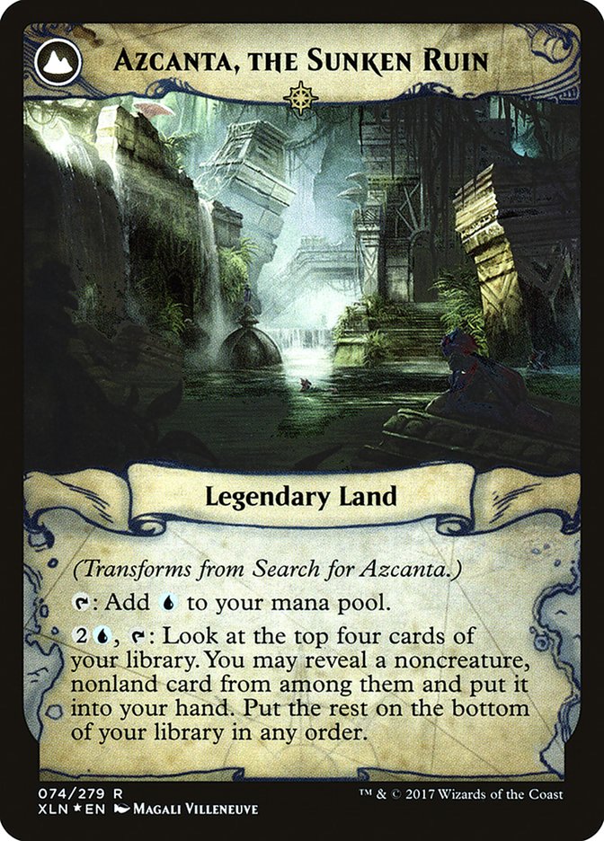 Search for Azcanta // Azcanta, the Sunken Ruin (PRE-74S) [Ixalan Promos]: (compasslanddfc) Foil