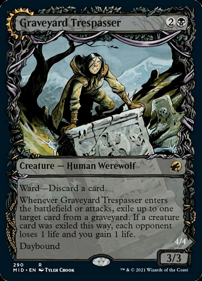 Graveyard Trespasser // Graveyard Glutton (MID-290) [Innistrad: Midnight Hunt]: (Showcase, Double Faced Transform)