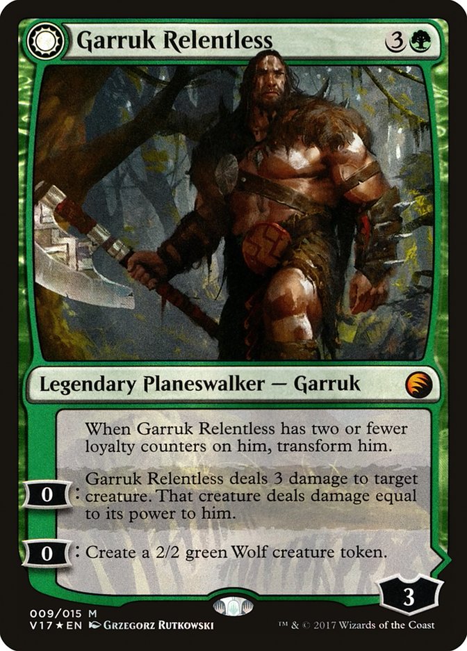 Garruk Relentless // Garruk, the Veil-Cursed (V17-009) [From the Vault: Transform]: (Double Faced Transform) Foil