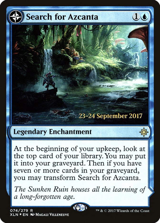 Search for Azcanta // Azcanta, the Sunken Ruin (PRE-74S) [Ixalan Promos]: (compasslanddfc) Foil