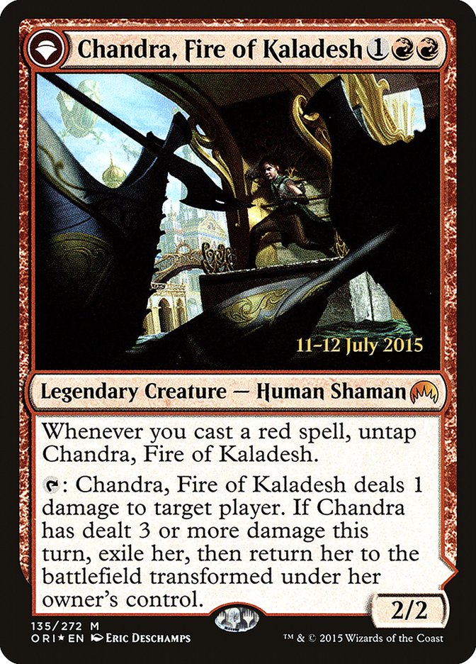 Chandra, Fire of Kaladesh // Chandra, Roaring Flame (PRE-135S) [Magic Origins Promos]: (originpwdfc) Foil