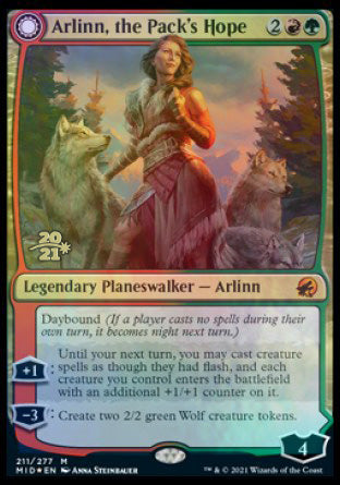 Arlinn, the Pack's Hope // Arlinn, the Moon's Fury (PRE-211S) [Innistrad: Midnight Hunt Promos]: (Double Faced Transform) Foil