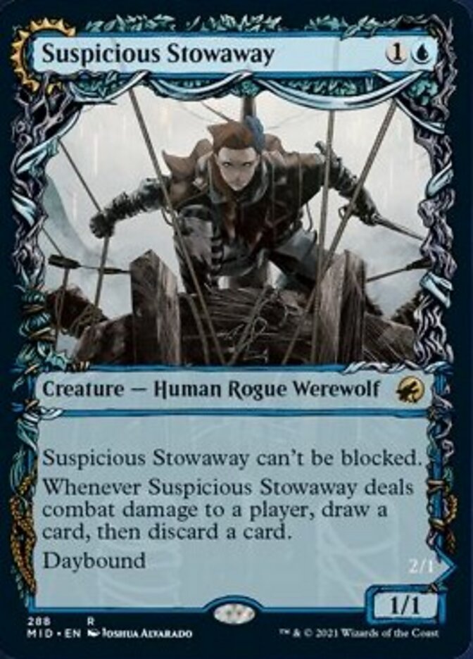 Suspicious Stowaway // Seafaring Werewolf (MID-288) [Innistrad: Midnight Hunt]: (Showcase, Double Faced Transform)