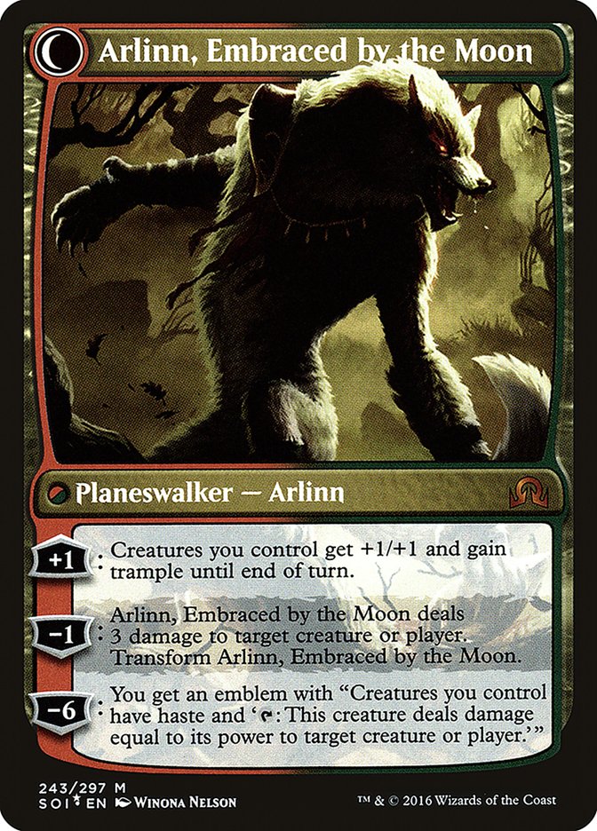 Arlinn Kord // Arlinn, Embraced by the Moon (PRE-243S) [Shadows over Innistrad Promos]: (Double Faced Transform) Foil