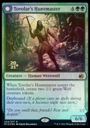 Tovolar's Huntmaster // Tovolar's Packleader (PRE-204S) [Innistrad: Midnight Hunt Promos]: (Double Faced Transform) Foil