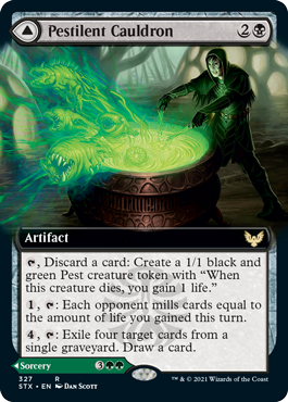 Pestilent Cauldron // Restorative Burst (STX-327) [Strixhaven: School of Mages]: (Extended Art)
