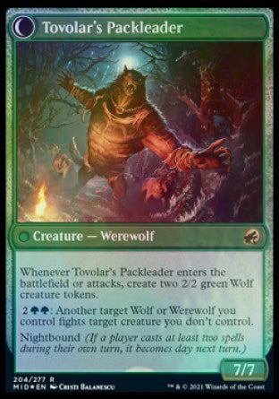 Tovolar's Huntmaster // Tovolar's Packleader (PRE-204S) [Innistrad: Midnight Hunt Promos]: (Double Faced Transform) Foil