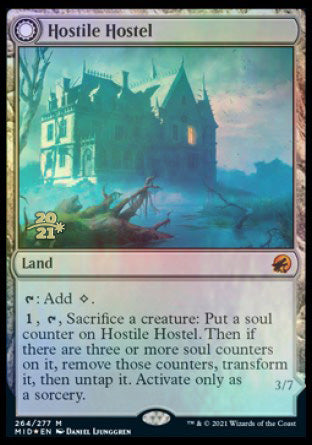 Hostile Hostel // Creeping Inn (PRE-264S) [Innistrad: Midnight Hunt Promos]: (Double Faced Transform) Foil