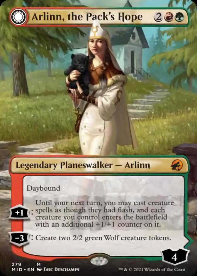 Arlinn, the Pack's Hope // Arlinn, the Moon's Fury (MID-279) [Innistrad: Midnight Hunt]: (Double Faced Transform) (Borderless)