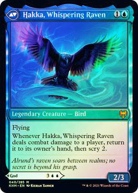 Alrund, God of the Cosmos // Hakka, Whispering Raven (PRE-40S) [Kaldheim Promos] Foil